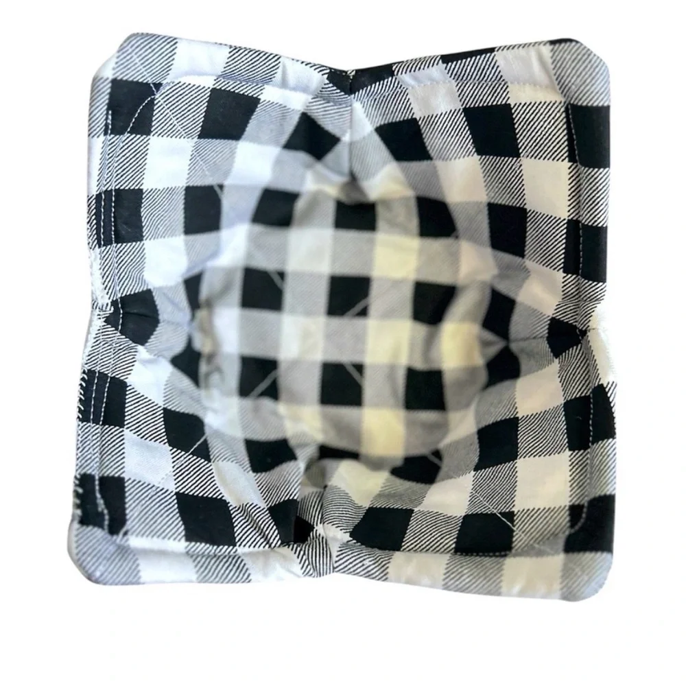 Hand Crafted Black Buffalo Plaid Fabric 100% Cotton Microwave Bowl Cozies
